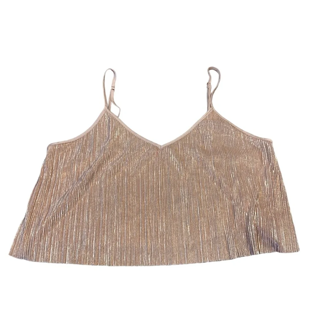 Victoria’s Secret large metallic rose gold crop tank top camisole pink shiny - Picture 1 of 6